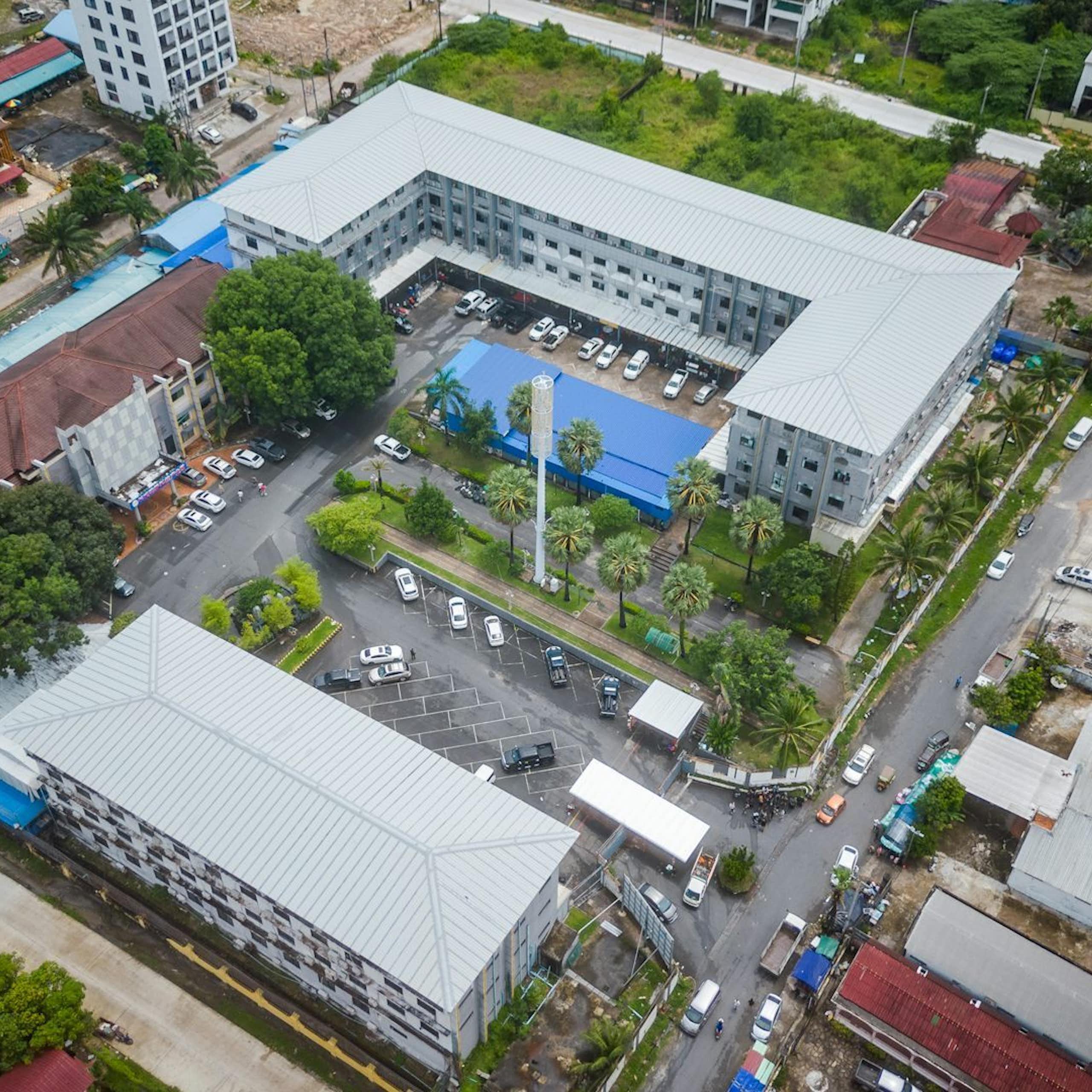 Aerial view of a large compound