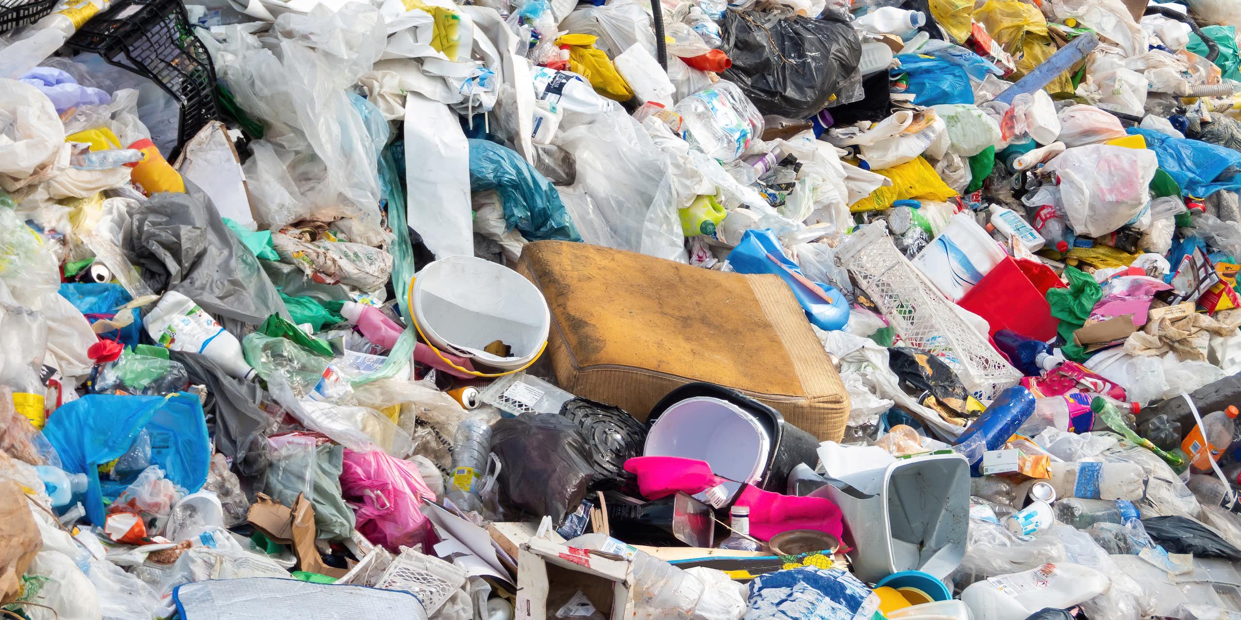 Plastic waste at a recycling plant. 