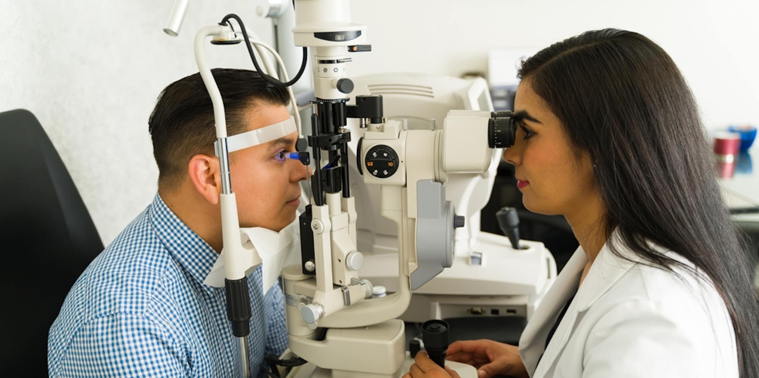 a person has an eye test