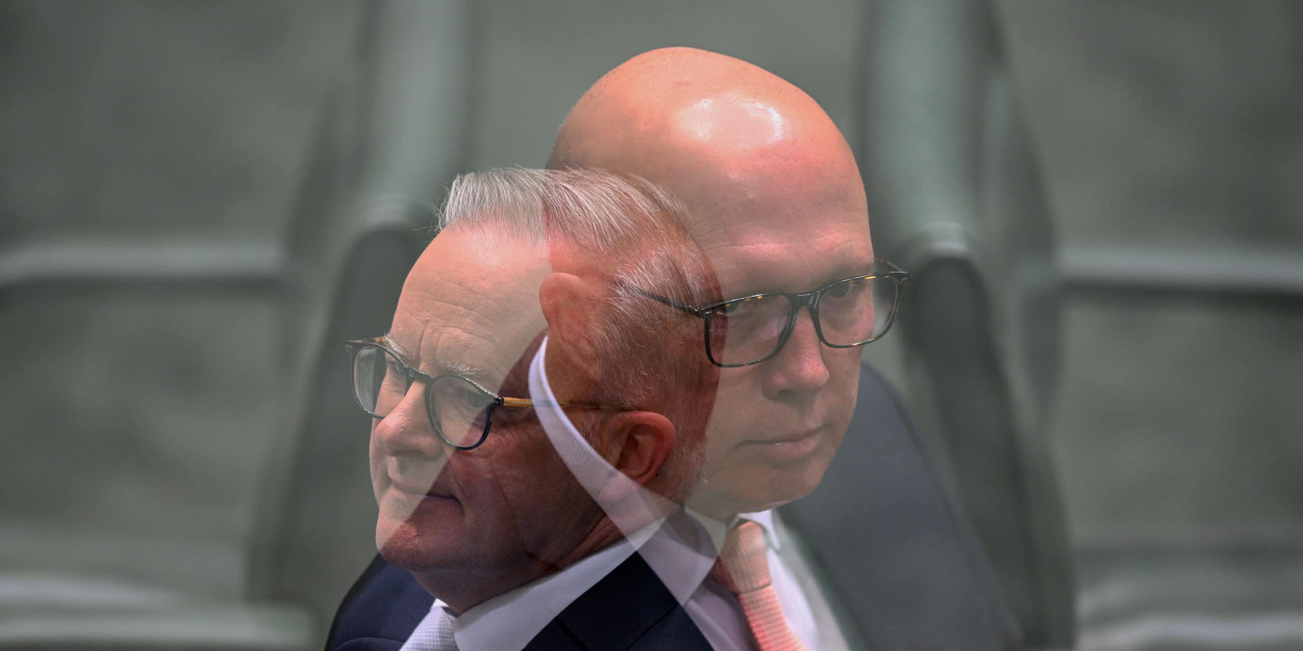 A composite image displays Labor's Anthony Albanese alongside Liberal leader Peter Dutton.