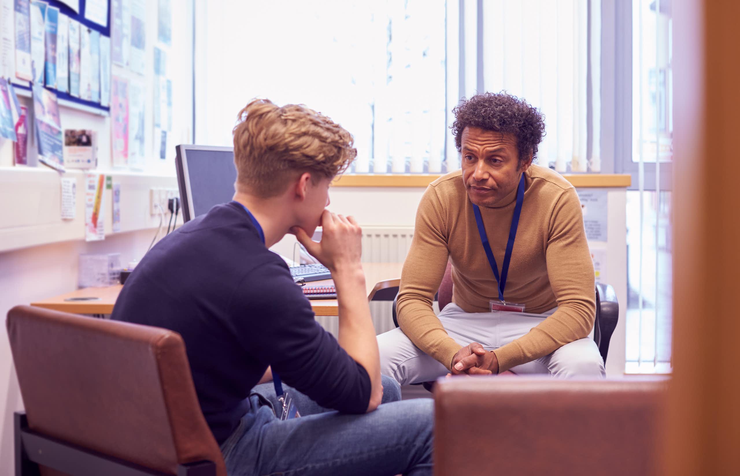 Counsellor frowns at client