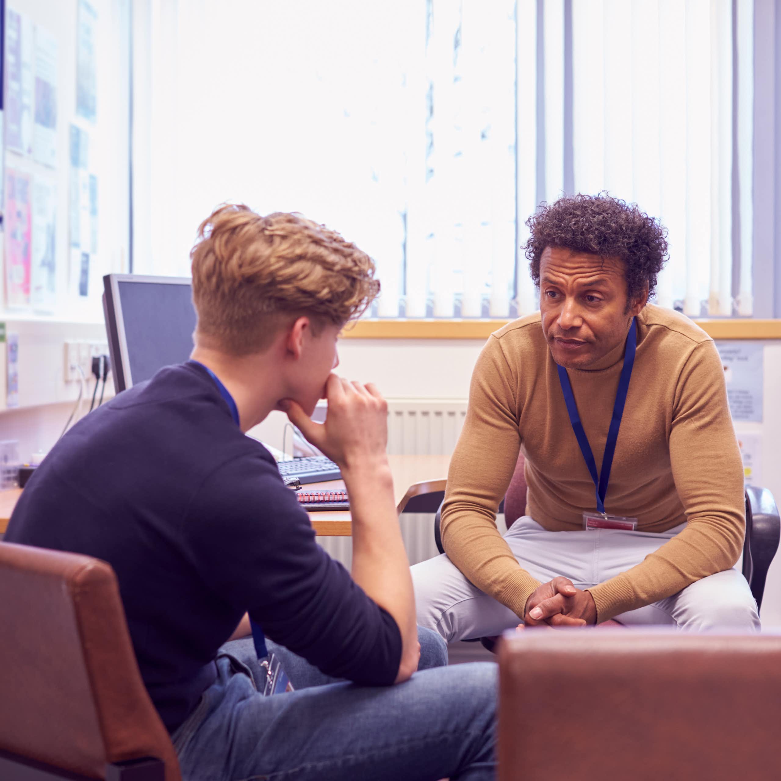 Counsellor frowns at client