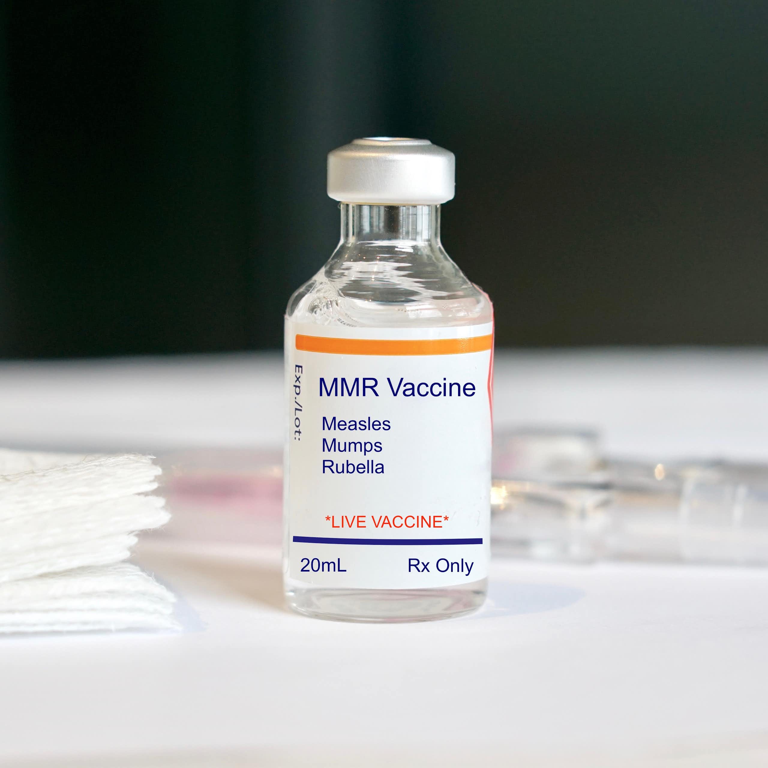 A phial of MMR vaccine.