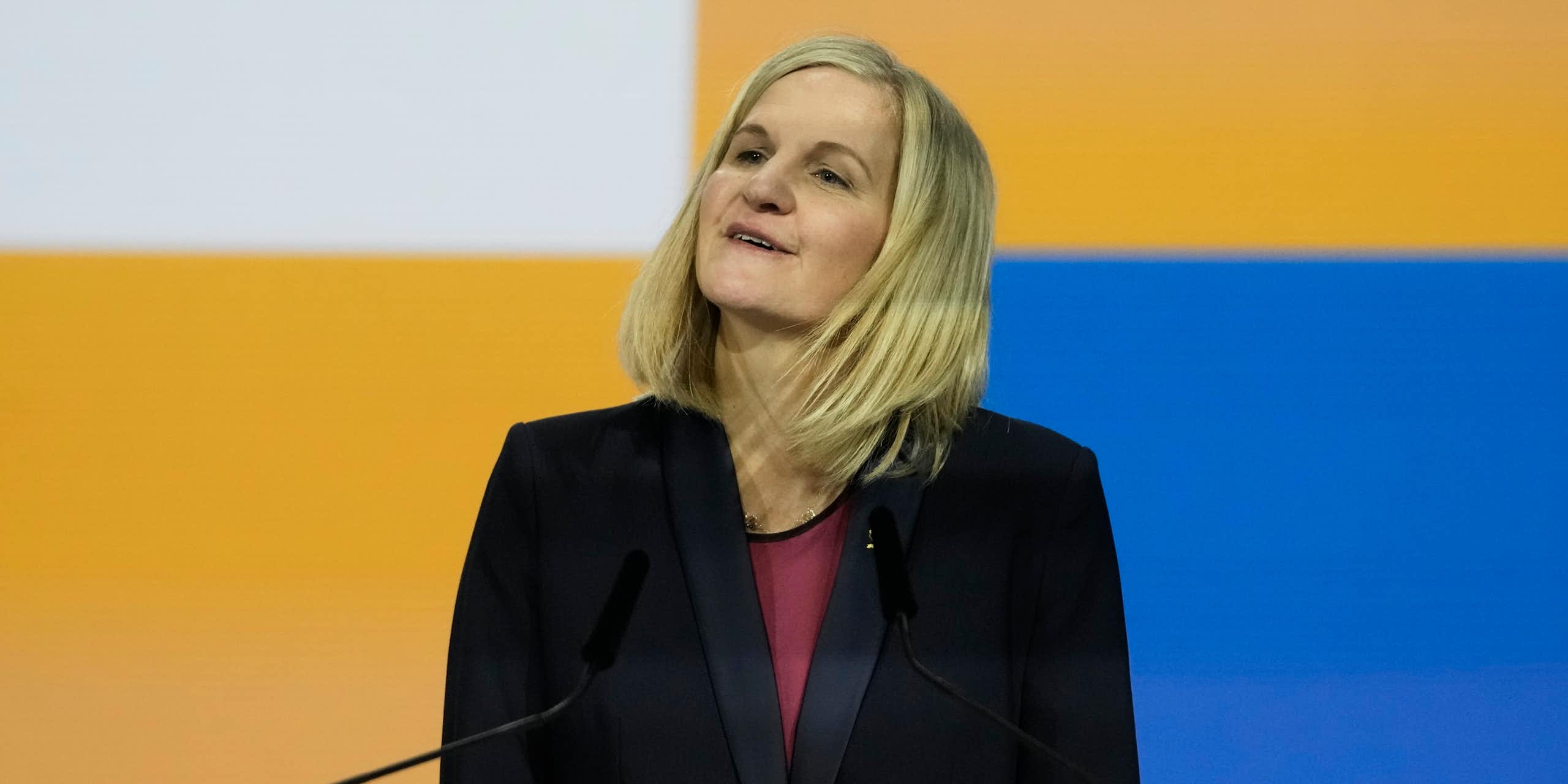 Kirsty Coventry speaks after she was announced as the new IOC President