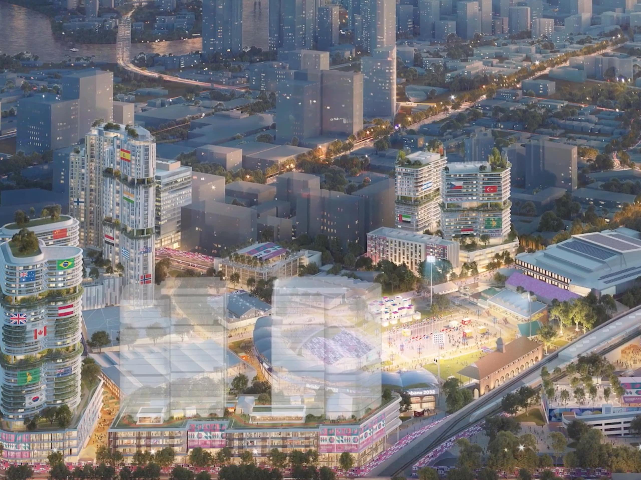 The planned athletes village within the RNA Showgrounds as part of new infrastructure for the Brisbane 2032 Olympics.