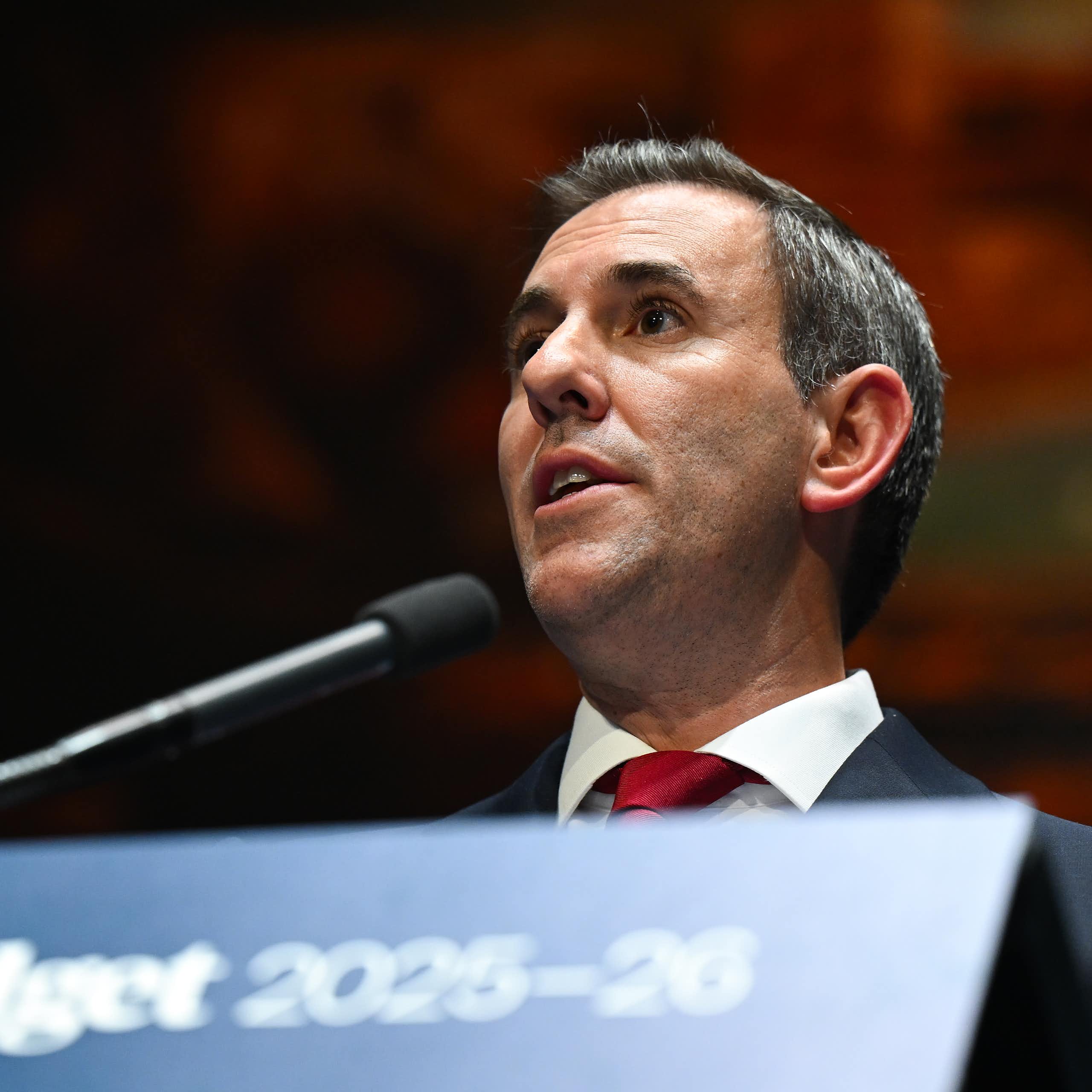 Jim Chalmers addresses the media.