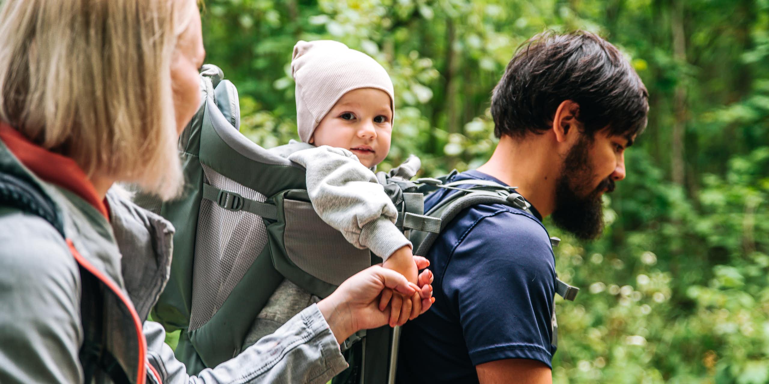 A young family on a hike.